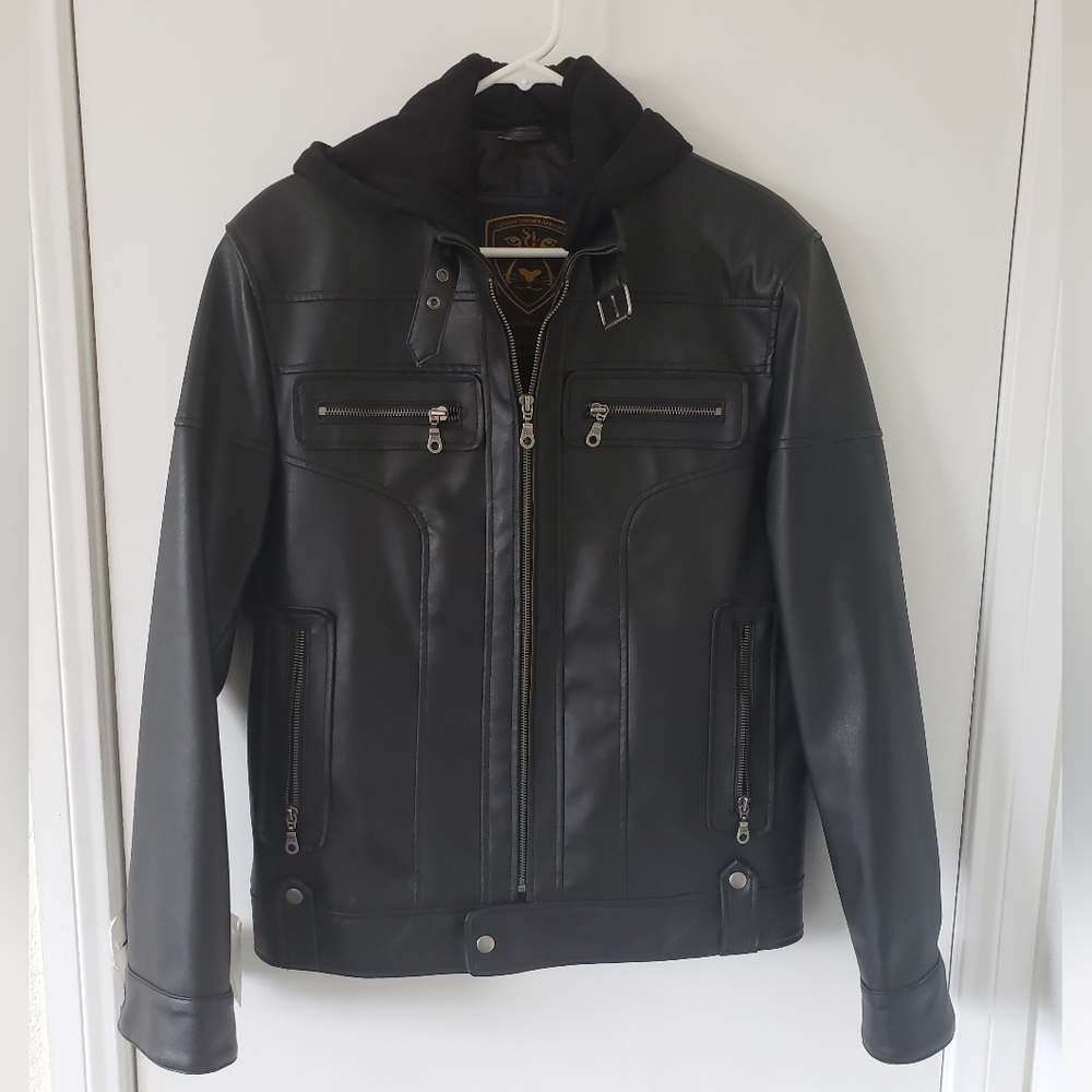 Men Small (Regular) Leather Jacket With Detachabl… - image 1